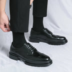 Oxford Shoes Genuine Calfskin Leather Brogue Dress Shoes Classic Business Formal Shoes Man Handcrafted Mens