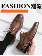 Handmade Mens Wingtip Oxford Shoes Grey Leather Brogue Men's Dress Shoes Classic Business Formal Shoes for Men Zapatillas Hombre