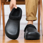 Fashion Winter Men's Warm Slippers Cotton Slippers Waterproof Indoor Outdoor Warm Shoes Men Bedroom Home Plush Warm Slippers