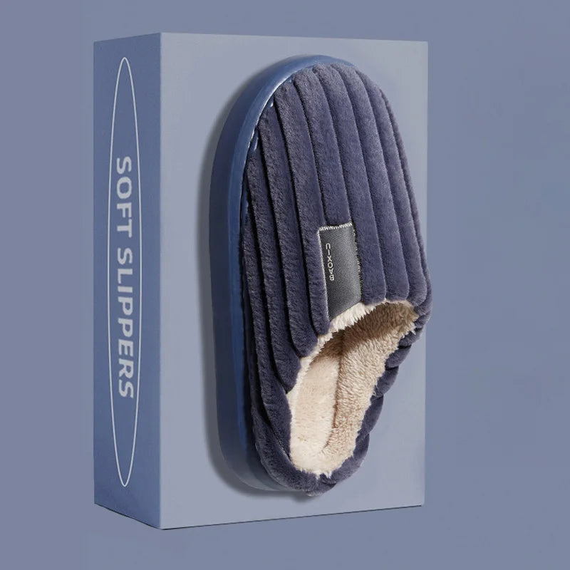 Autumn And Winter Men's Thickening Warm Increase Slippers Stepping On The Sense Of Shit Thick Bottom Household Non-Slip Slippers