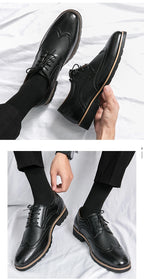 Handmade Mens Wingtip Oxford Shoes Grey Leather Brogue Men's Dress Shoes Classic Business Formal Shoes for Men Zapatillas Hombre