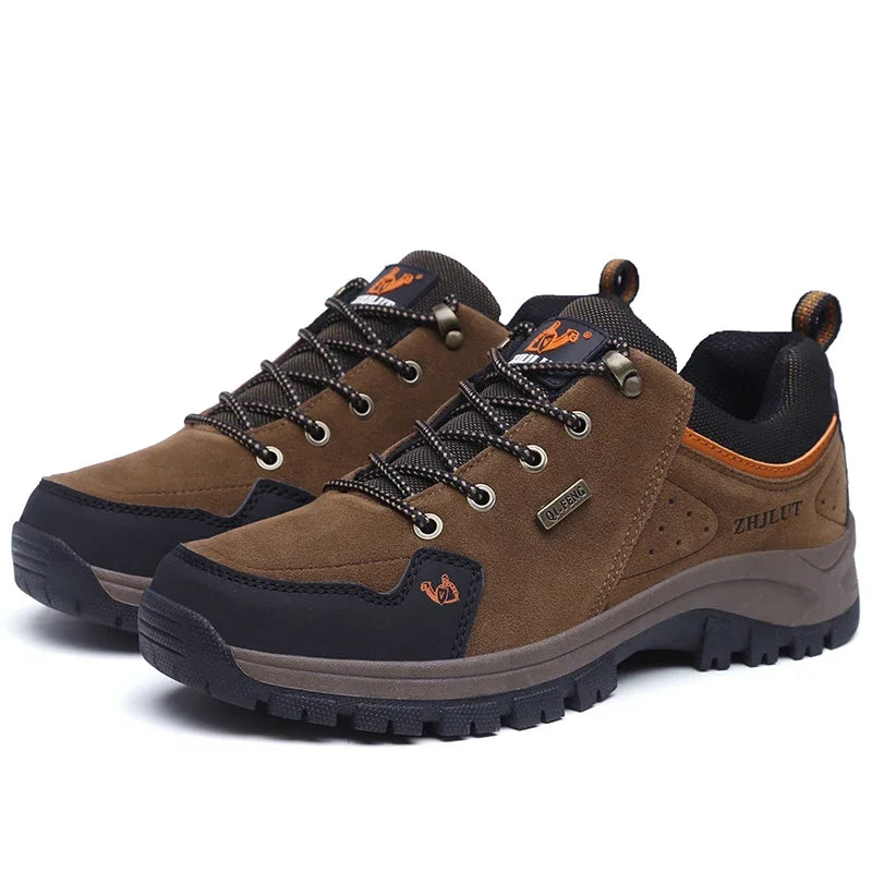 2025 Unisex Leather Hiking Shoes Men Winter Warm Fur Non Slip Sneakers Women Suede Outdoor Footwear Boy Spring Summer Waterproof