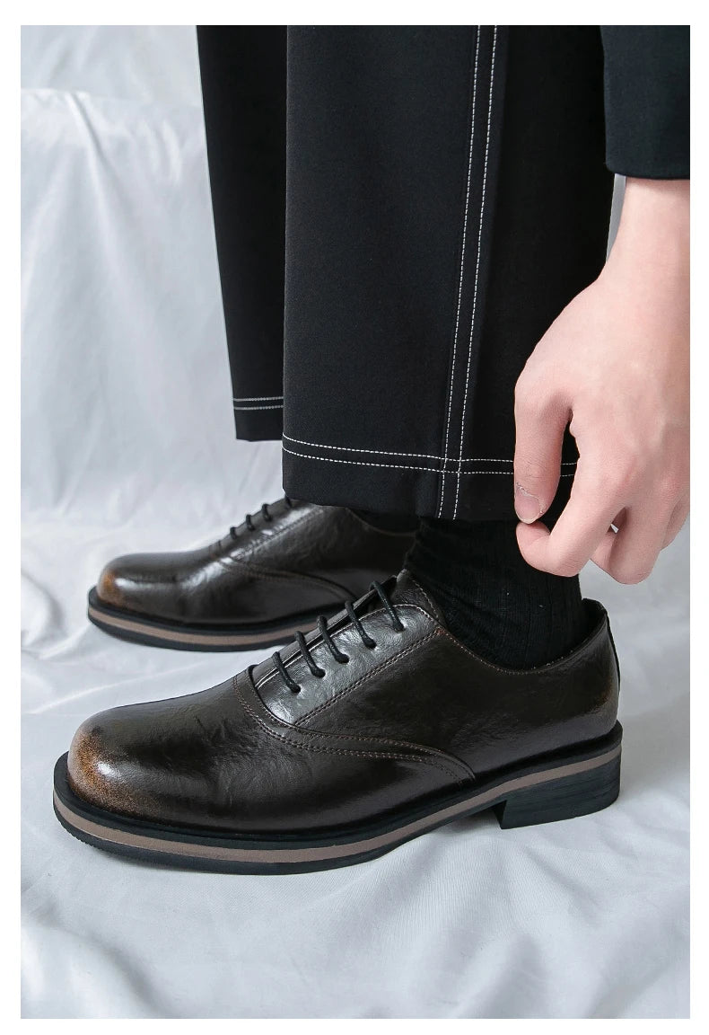 New Spring Autumn Fashion Men Shoes Men Leather Oxfords Shoes Casual Lace-up Formal Business Wedding Dress Shoes Big Size 38-46