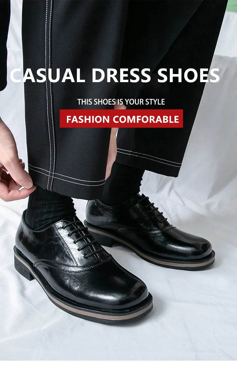 New Spring Autumn Fashion Men Shoes Men Leather Oxfords Shoes Casual Lace-up Formal Business Wedding Dress Shoes Big Size 38-46