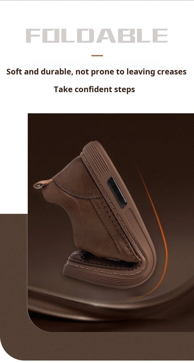 Men's Casual Shoes Spring Autumn Depressurized Breathable Lacefree Leather Shoes Super soft and wear-resistant Men's Board Shoes