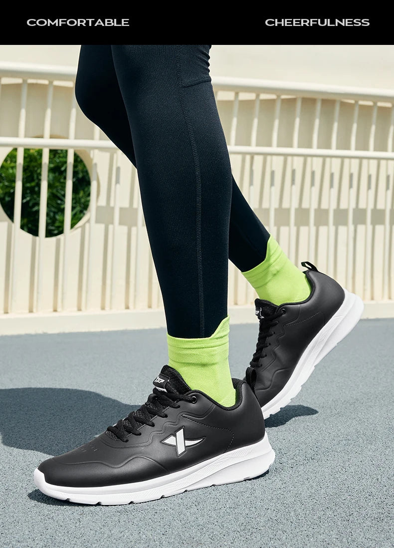 Xtep Running Shoes For Men 2024 Winter Leather Waterproof Sports Shoes Cushioning Wear-Resistant Jogging Sneakers 876419110051