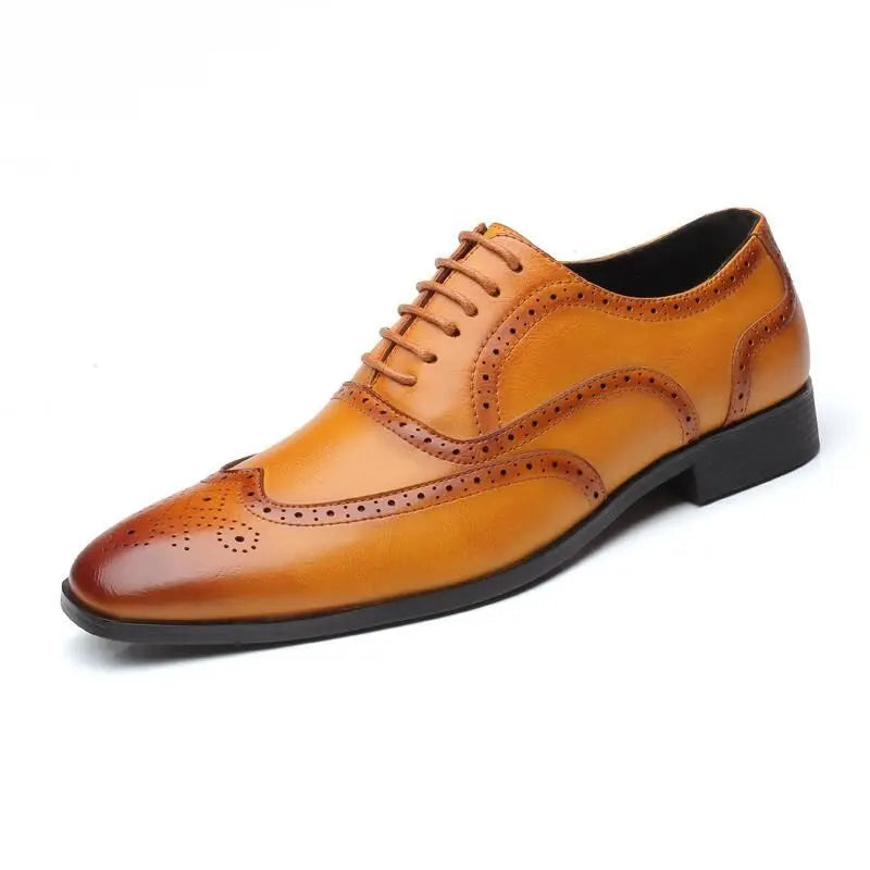 Men's Classic Retro Brogue Shoes Mens Lace-Up Leather Dress Business Office Flats Men Wedding Party Oxfords EUR Sizes 38-48