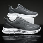 YRZL Black Running Shoes Leather Waterproof Athletic Sneakers Men Wear-resistant Men Walking Sport Shoes Comfortable Men Shoes