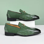 Men's Formal Leather Shoes British Style Oxford Loafers Pointed Toe Breathable Non-Slip Business Dress Wedding Office Green Shoe