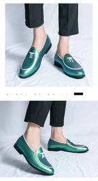 HKDQ Fashion Purple Men's Dress Shoes Trendy Slip-on Social Elegant Evening Shoes Man Lightweight Leather Loafers Shoes For Men