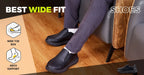 Fitville Men'S Shoes Wide Width Leather Slip-On Casual Shoes Lightweight For Swollen Feet With Arch Support Pain Relief