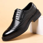 Men's Business Formal Hollow out Brogue Shoes Wedding Casual British Style Leather Shoes Rubber Sole Adult Daily Wear