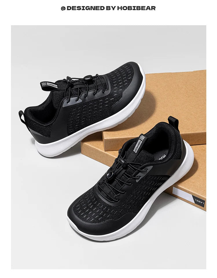 HOBIBEAR Wide Toe Running Shoes for Men Women Elastic Band Non Slip Sneakers Comfortable Walking Shoes