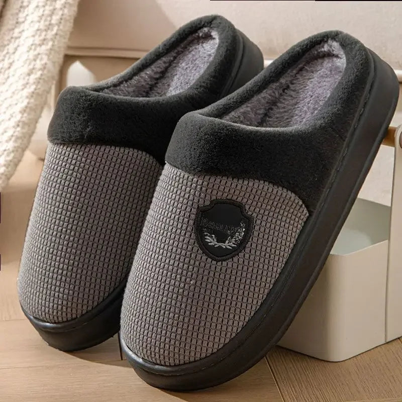 2023 New Winter Fleece-lined Cotton Slippers For Men Women Home Use Non-slip Thick Bottom Indoor Outdoor Wear Couples Warm