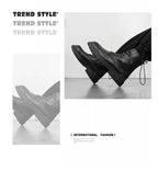 Men's High-quality British Chelsea Luxury Leather Fashion Workwear Motorcycle Trendy Shoes Platform Spring Black Men's Shoes