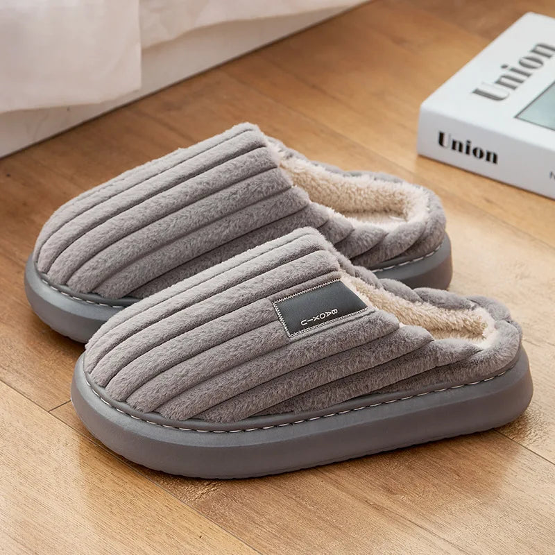 Autumn And Winter Men's Thickening Warm Increase Slippers Stepping On The Sense Of Shit Thick Bottom Household Non-Slip Slippers