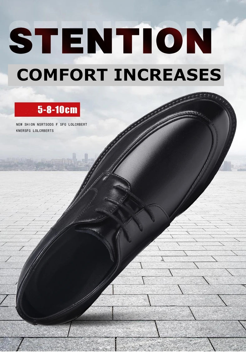 8-10cm Height Increasing Shoes for Men Summer Autumn Inside High Shoes Men's Hollow Business Dress Men's Elevator Leather Shoes