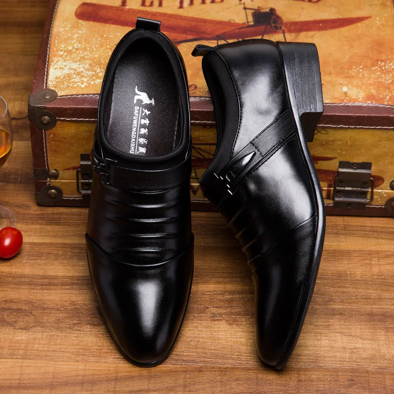 Cheap White Men's Dress Shoes Pointed-Toe Slip-On Leather Shoes Man Big Size 38-48 Casual Business Shoes Men zapatos para hombre