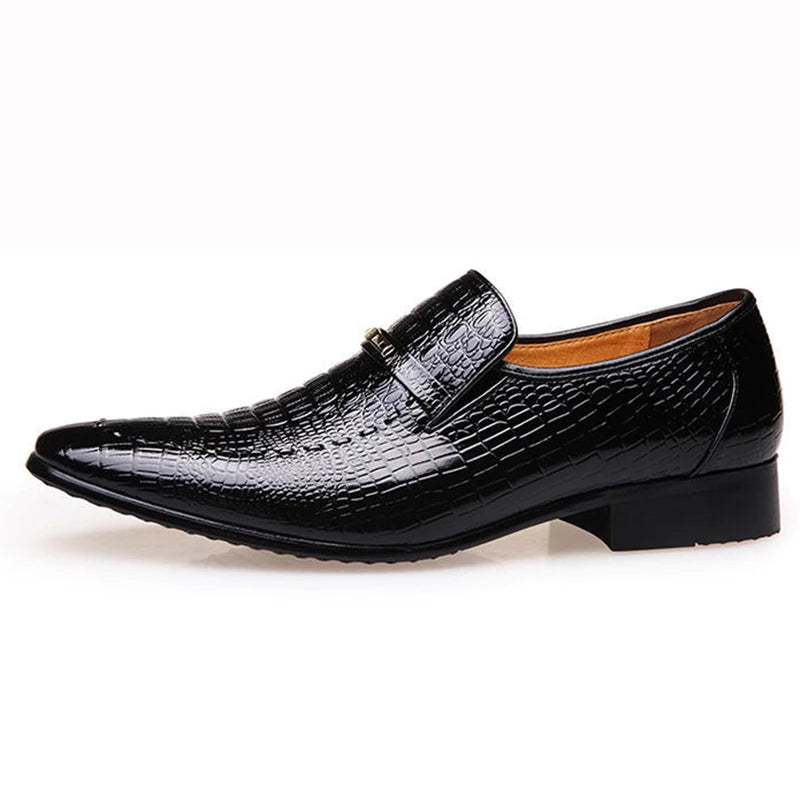 Classic Dress Shoes for Men Leather Shoes PU Crocodile Business Casual Formal Sneakers Plus Size Office Wedding Party Oxfords