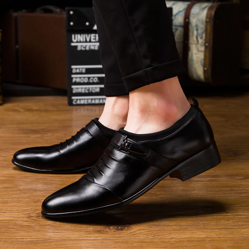 Cheap White Men's Dress Shoes Pointed-Toe Slip-On Leather Shoes Man Big Size 38-48 Casual Business Shoes Men zapatos para hombre
