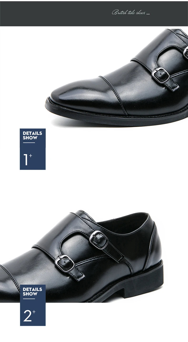 Fashion Designer Formal Slip On Men Dress Shoes New Classic Leather Oxfords For Wedding Party Business Flat Shoes Men's Loafers