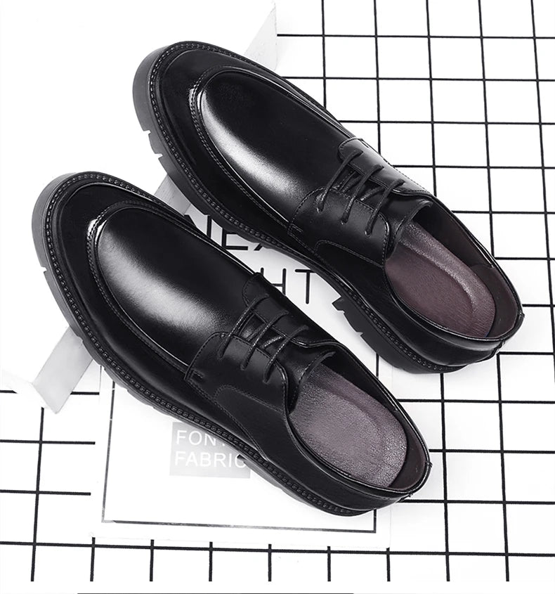 8-10cm Height Increasing Shoes for Men Summer Autumn Inside High Shoes Men's Hollow Business Dress Men's Elevator Leather Shoes