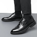 Men's Business Formal Hollow out Brogue Shoes Wedding Casual British Style Leather Shoes Rubber Sole Adult Daily Wear