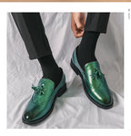 Purple Dress Shoes Man Brogue Shoes Big Size 38-48 Comfortable Slip-On Flat Social Shoe Male Fashion Tassels Mens Leather Shoes
