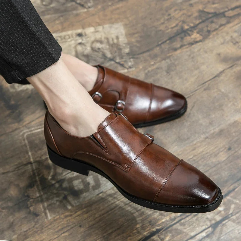 Fashion Designer Formal Slip On Men Dress Shoes New Classic Leather Oxfords For Wedding Party Business Flat Shoes Men's Loafers