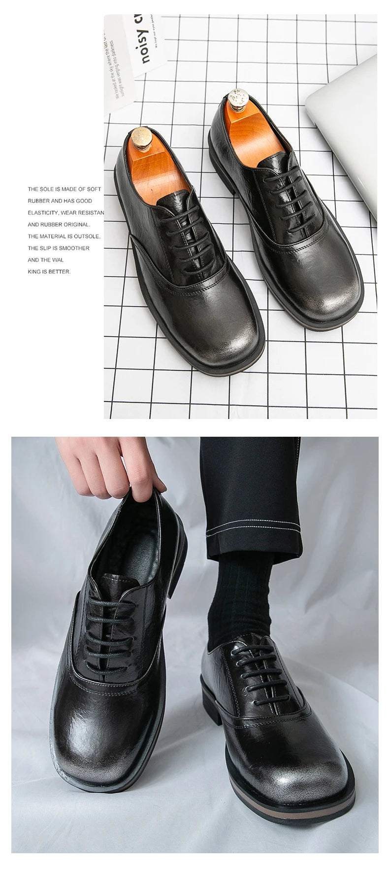 New Spring Autumn Fashion Men Shoes Men Leather Oxfords Shoes Casual Lace-up Formal Business Wedding Dress Shoes Big Size 38-46