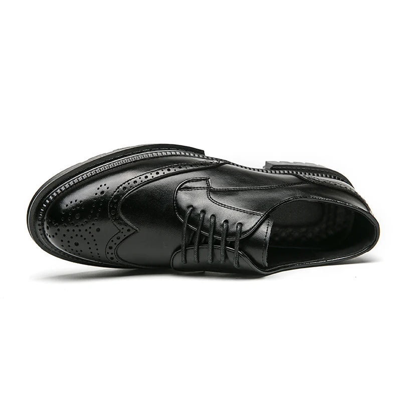 Oxford Shoes Genuine Calfskin Leather Brogue Dress Shoes Classic Business Formal Shoes Man Handcrafted Mens