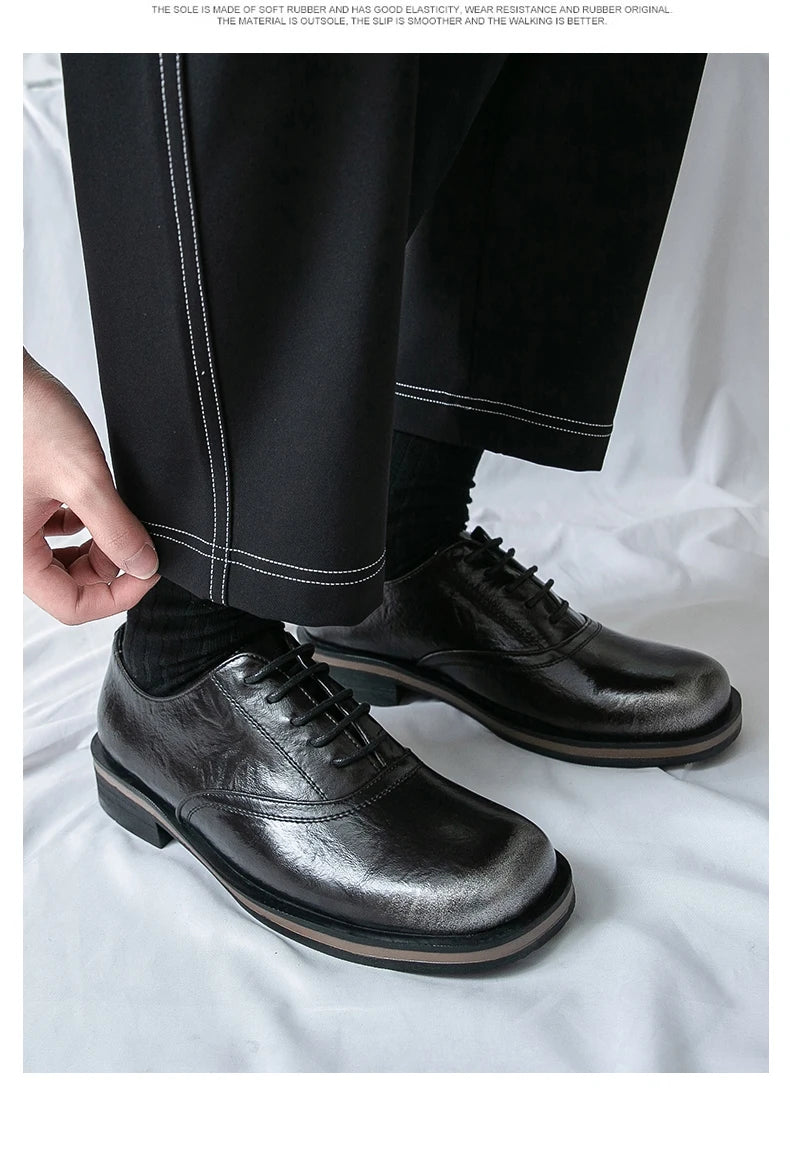 New Spring Autumn Fashion Men Shoes Men Leather Oxfords Shoes Casual Lace-up Formal Business Wedding Dress Shoes Big Size 38-46