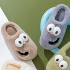 New Funny Cartoon Winter Soft Sole Mens Indoor Floor Non-slip Platform Slides Warm Plush Slippers Male Home Casual Cotton Shoes