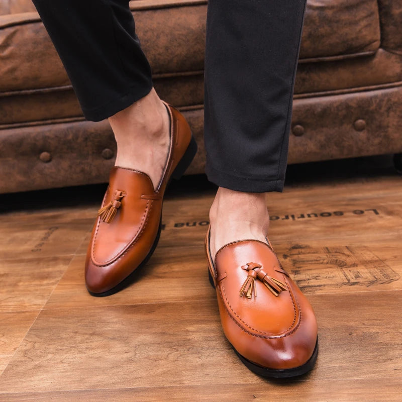 Social Shoe Male High Quality Formal Leather Shoes Men Casual Tassels Business Loafers For Man Dress Shoes Comfortable