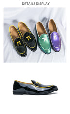HKDQ Fashion Purple Men's Dress Shoes Trendy Slip-on Social Elegant Evening Shoes Man Lightweight Leather Loafers Shoes For Men