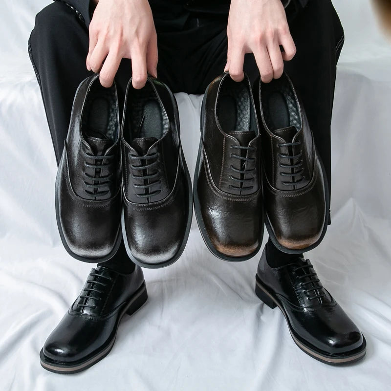 New Spring Autumn Fashion Men Shoes Men Leather Oxfords Shoes Casual Lace-up Formal Business Wedding Dress Shoes Big Size 38-46