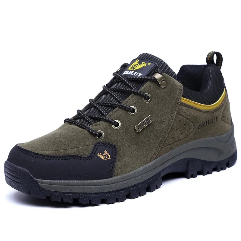 2025 Unisex Leather Hiking Shoes Men Winter Warm Fur Non Slip Sneakers Women Suede Outdoor Footwear Boy Spring Summer Waterproof