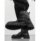 Men's High-quality British Chelsea Luxury Leather Fashion Workwear Motorcycle Trendy Shoes Platform Spring Black Men's Shoes