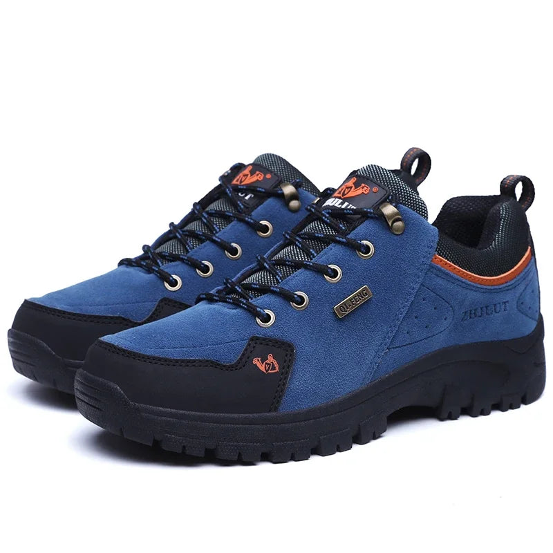 2025 Unisex Leather Hiking Shoes Men Winter Warm Fur Non Slip Sneakers Women Suede Outdoor Footwear Boy Spring Summer Waterproof