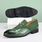 Men's Formal Leather Shoes British Style Oxford Loafers Pointed Toe Breathable Non-Slip Business Dress Wedding Office Green Shoe