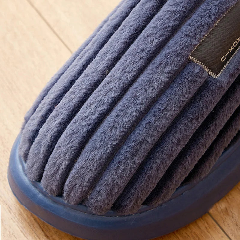 Autumn And Winter Men's Thickening Warm Increase Slippers Stepping On The Sense Of Shit Thick Bottom Household Non-Slip Slippers