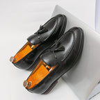 Men's Formal Leather Shoes British Style Tassels Loafers Pointed Toe Breathable Non-Slip Business Casual Wedding Office Shoes