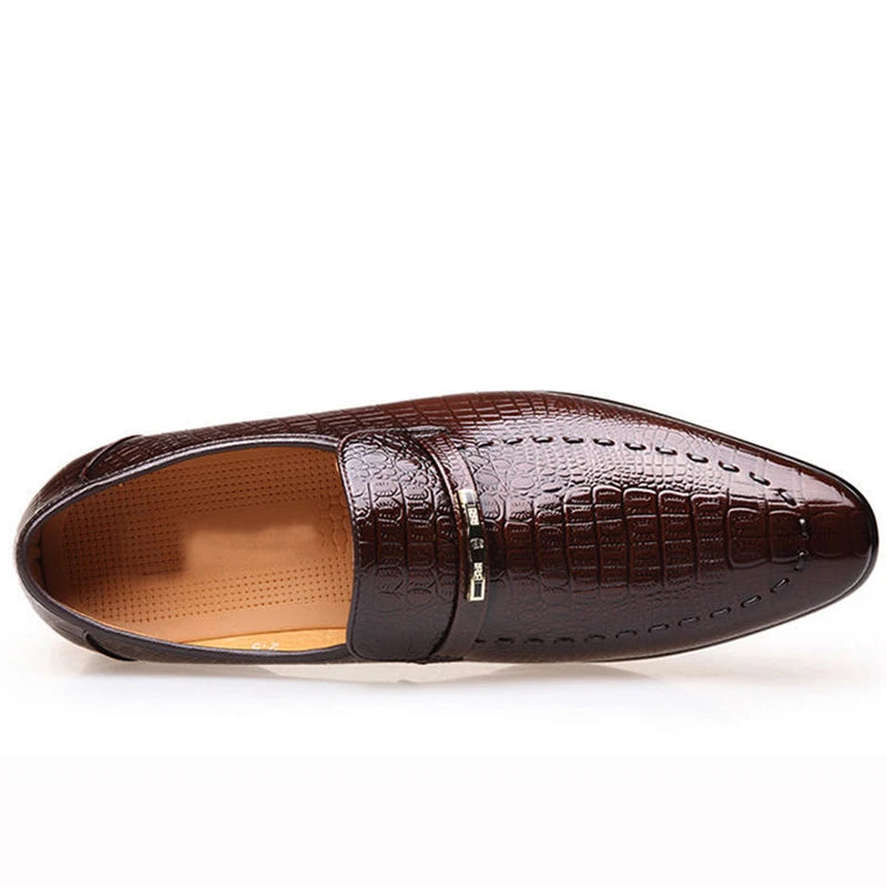 Classic Dress Shoes for Men Leather Shoes PU Crocodile Business Casual Formal Sneakers Plus Size Office Wedding Party Oxfords