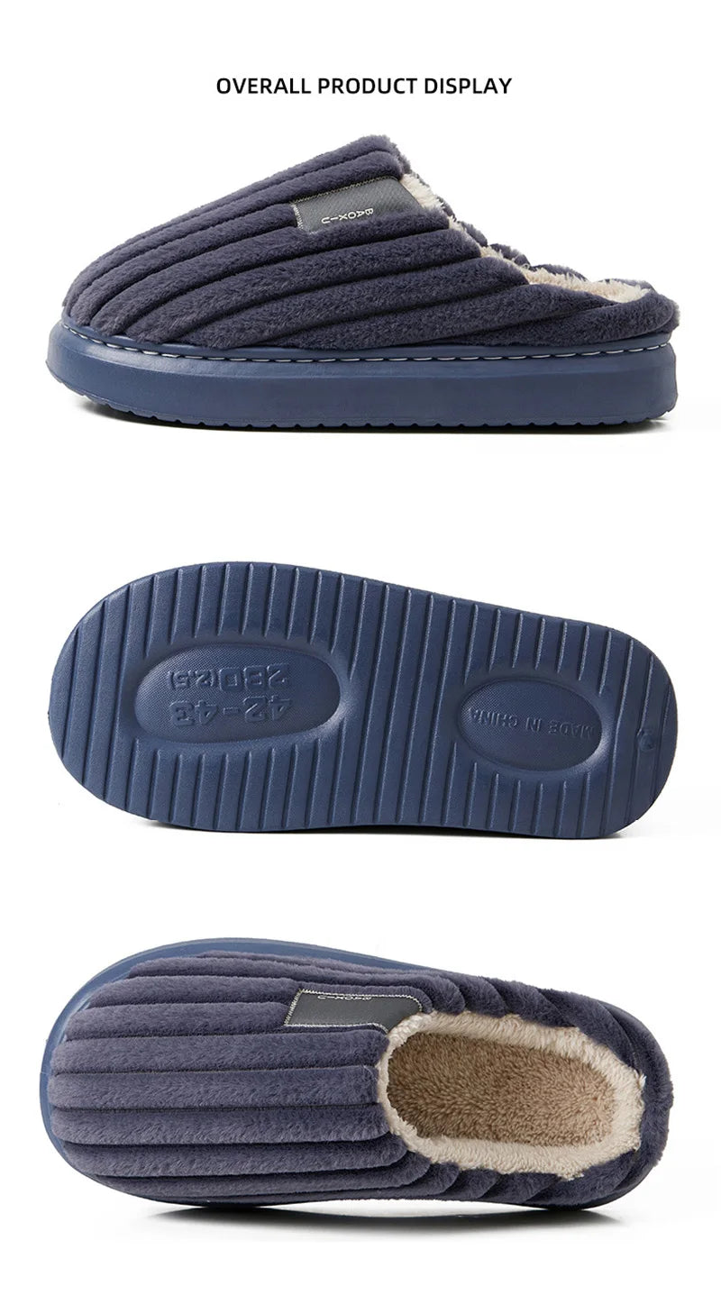 Autumn And Winter Men's Thickening Warm Increase Slippers Stepping On The Sense Of Shit Thick Bottom Household Non-Slip Slippers