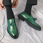 Purple Dress Shoes Man Brogue Shoes Big Size 38-48 Comfortable Slip-On Flat Social Shoe Male Fashion Tassels Mens Leather Shoes