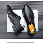 2025 Spring Autumn Men's Dress Shoes Fashion Casual Cow Leather British Pointed Toe Black and White New Designer Shoes Male