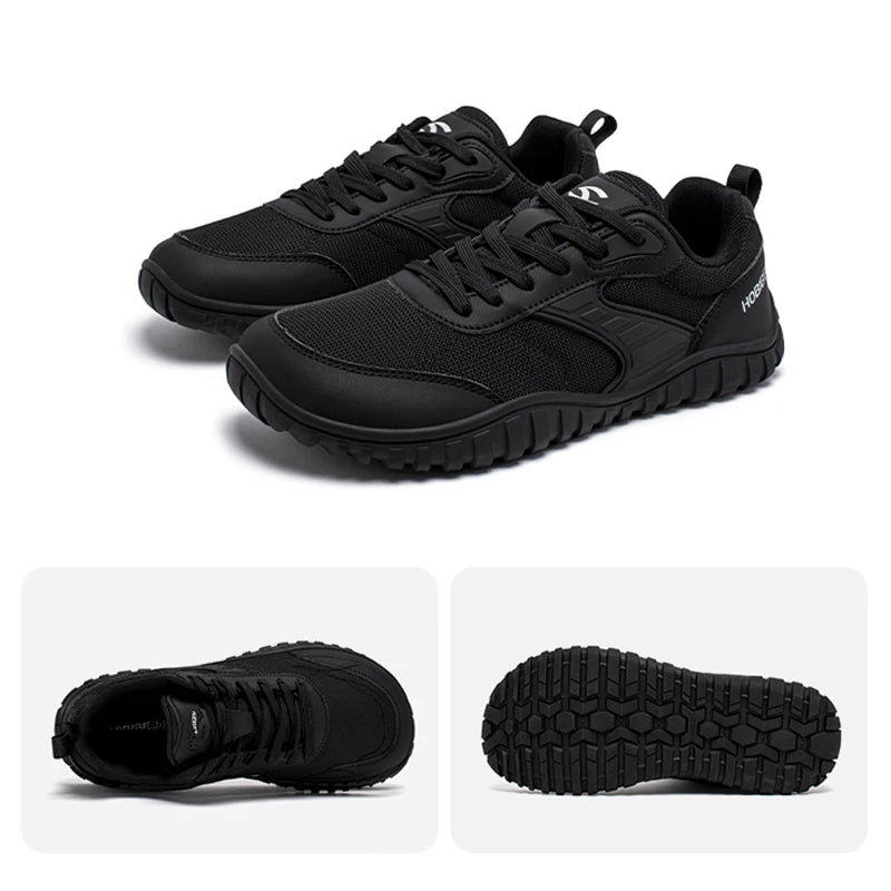 HOBIBEAR Minimalist Wide Toe Shoes Mens Womens Artificial Leather Running Sneakers Lace Up Lightweight Breathable Walking Shoes
