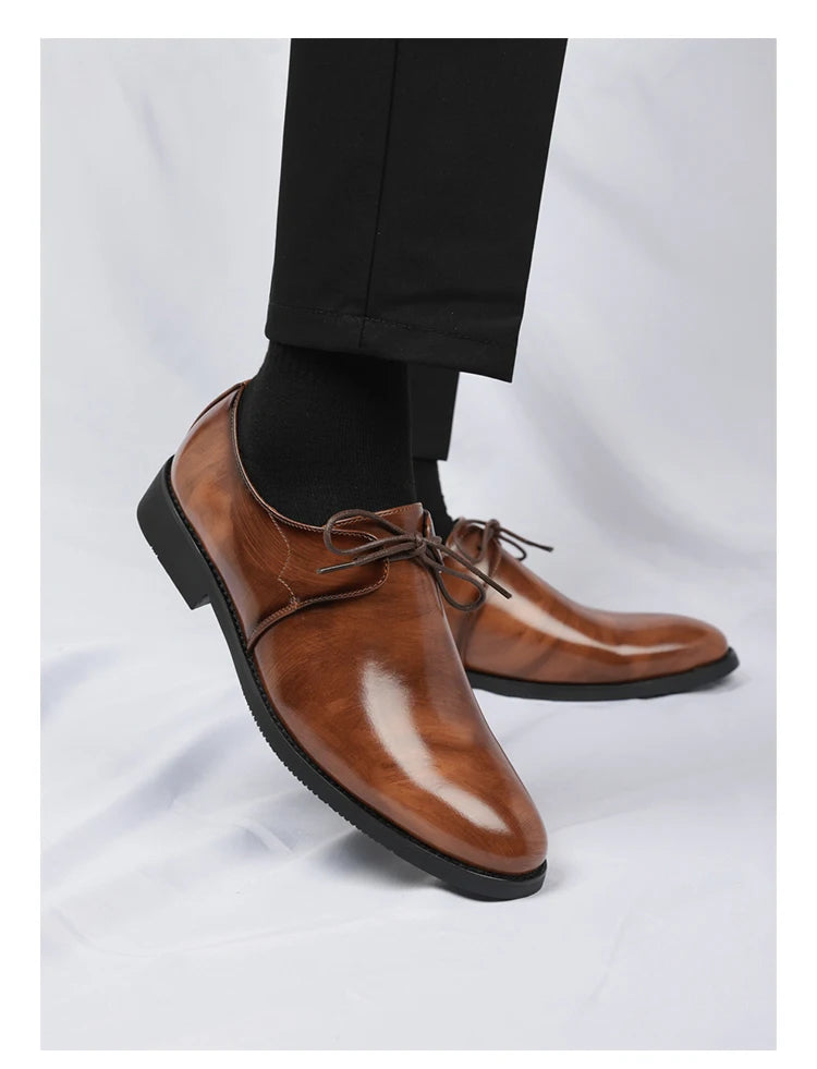 Fashion Purple Dress Shoes Man Party Shoes Casual Business Leather Shoes for Men Comfortable Pointed Toe Men's Formal Shoes 2025