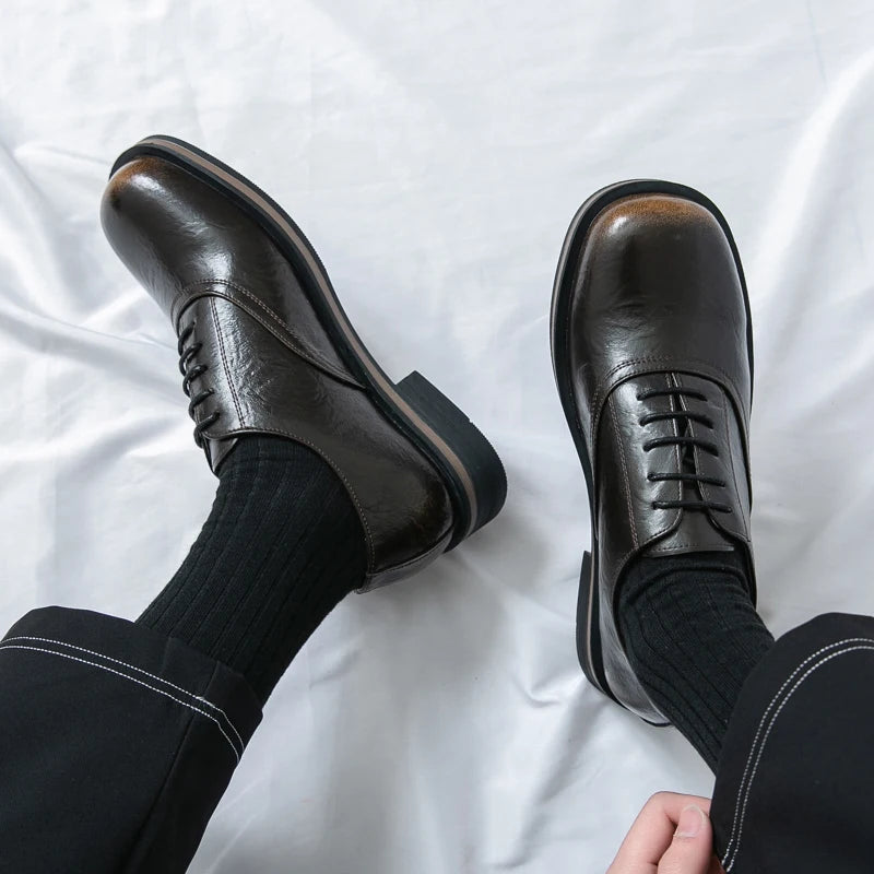 New Spring Autumn Fashion Men Shoes Men Leather Oxfords Shoes Casual Lace-up Formal Business Wedding Dress Shoes Big Size 38-46