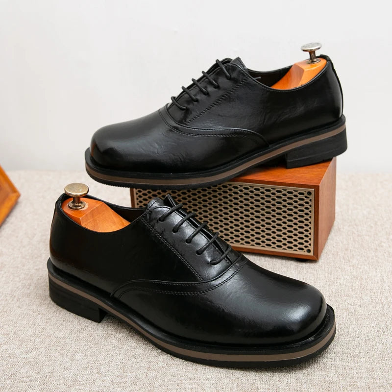 New Spring Autumn Fashion Men Shoes Men Leather Oxfords Shoes Casual Lace-up Formal Business Wedding Dress Shoes Big Size 38-46